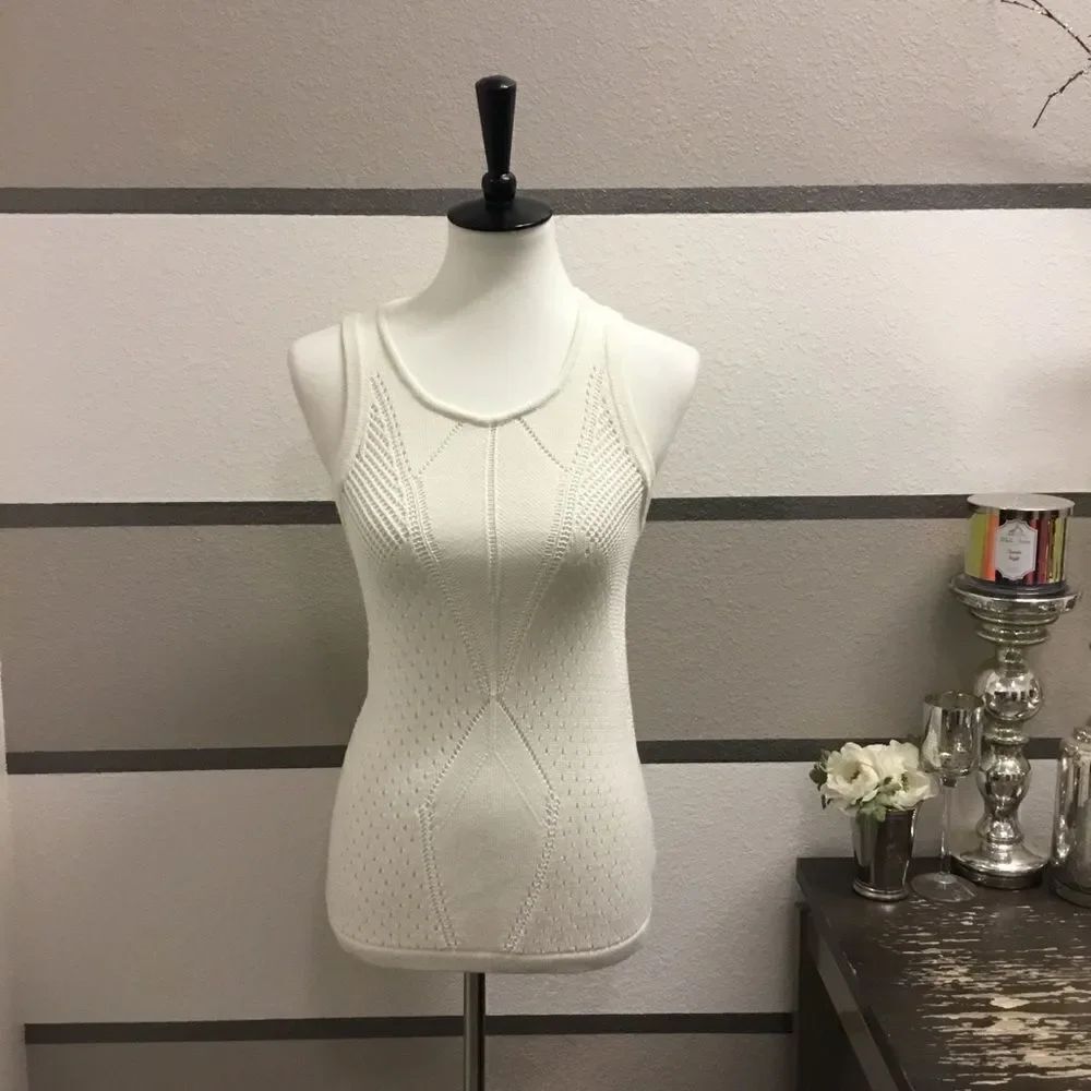 Cabi Ivory Cable Knit Sweater Tank